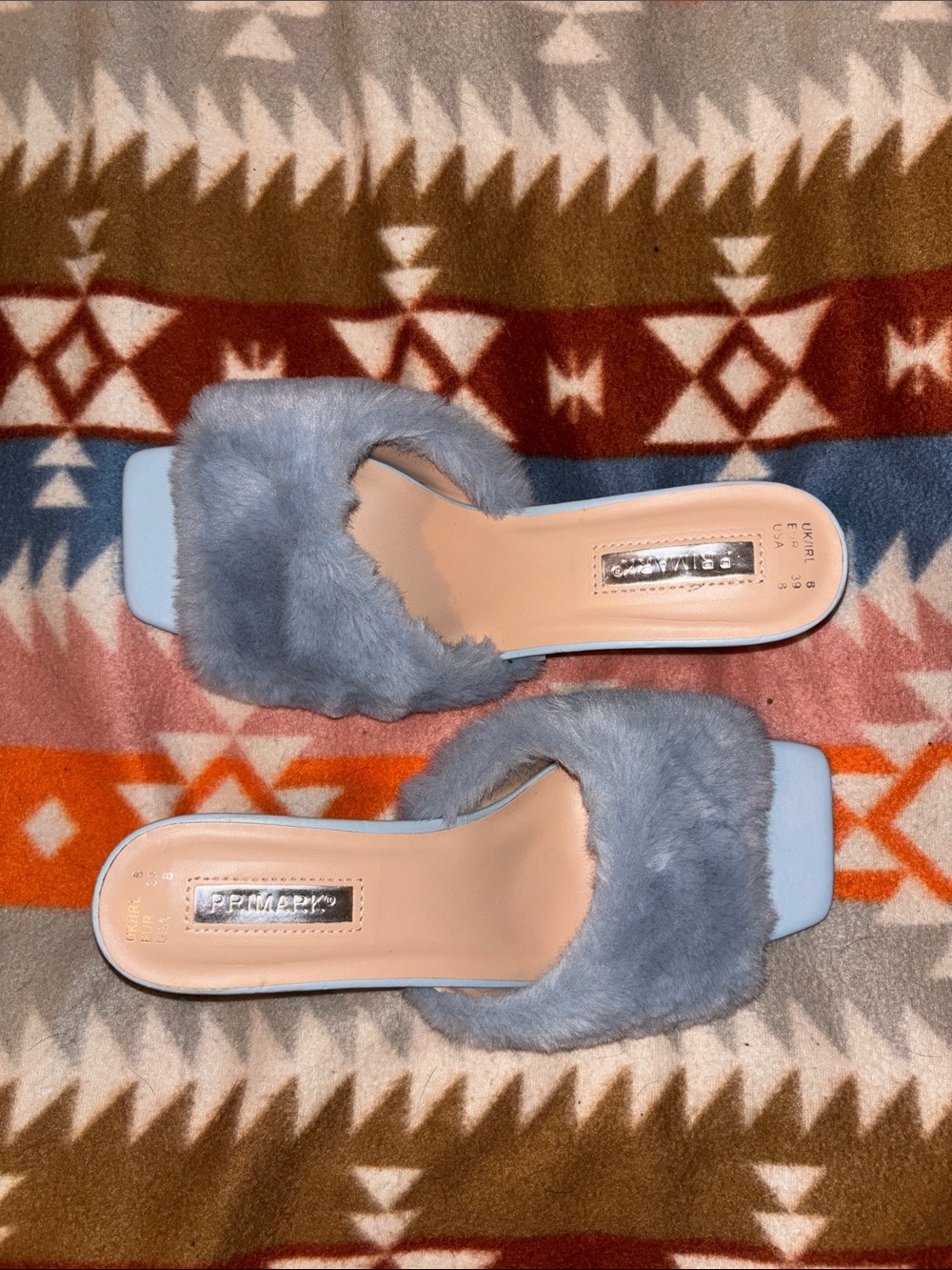 Primark Baby Blue Faux Fur Slide Mules
